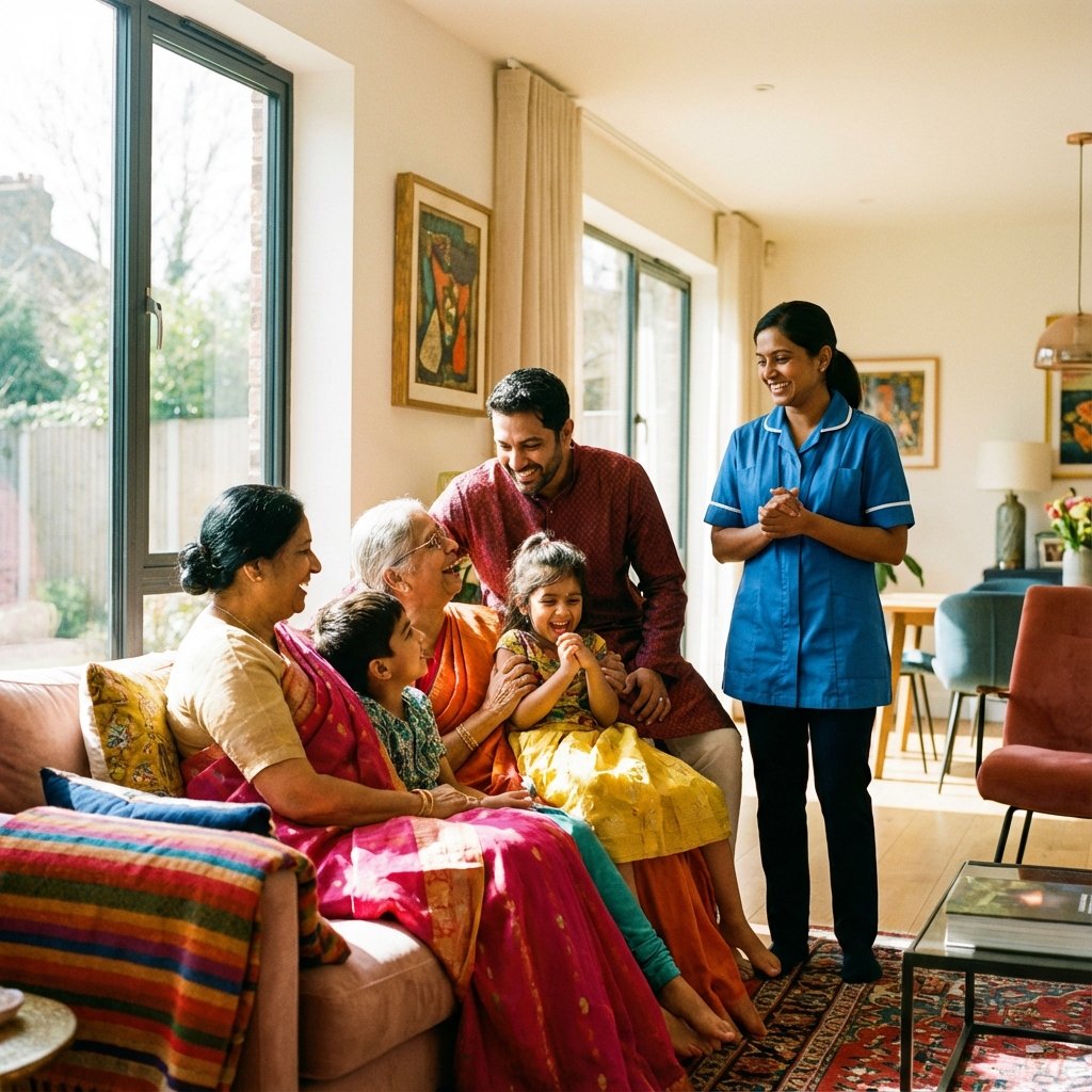 Happy Family with Caregiver